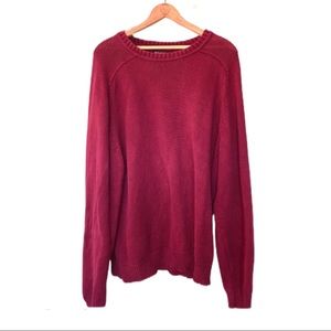 Vintage 90s Knit Red Maroon Crewneck Sweater Christmas Holiday